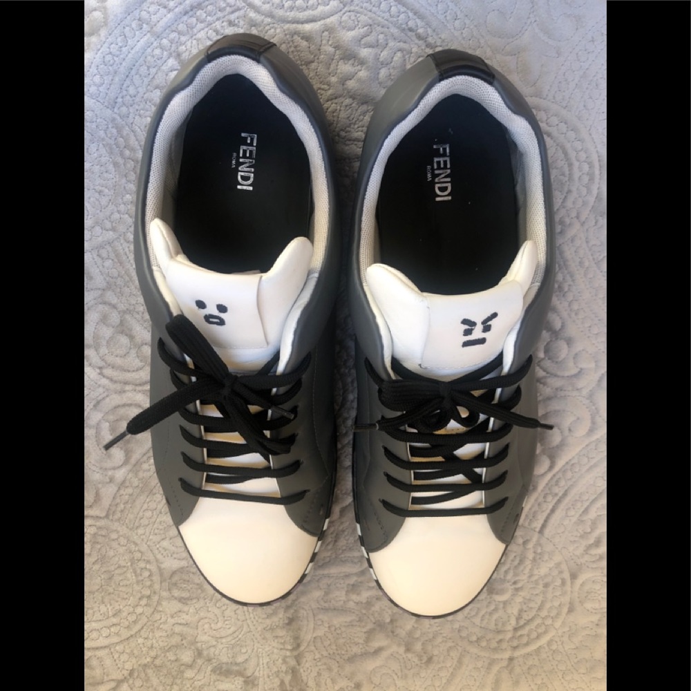 Green /white leather Fendi sneakers